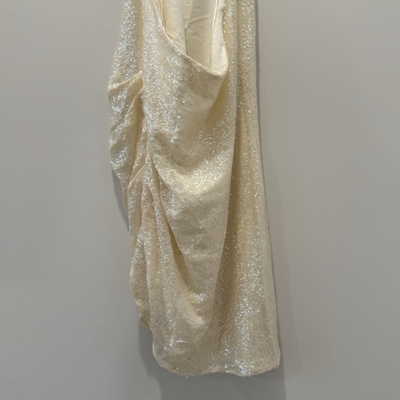 Amanda Uprichard Samba Dress Size Small Bridal White Sequins Halter Cowl Mini - Picture 10 of 12